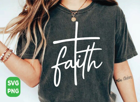 Faith Christian Bible Verse PNG, Cross — T-Shirt Designs