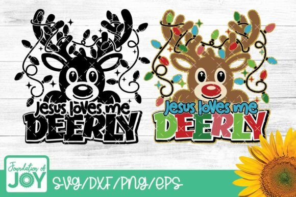 Jesus Loves Me Deerly SVG, Christmas PNG & T-Shirt Designs